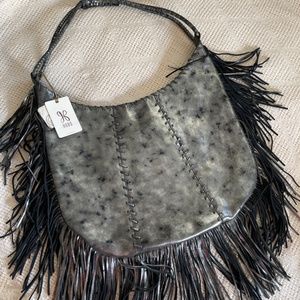 $368 Brand New, Metallic Fringe Hobo Shoulder Bag With tags